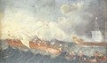 A naval battle - (after) Cornelis De Wael