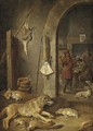 Huntsmen after the chase in an interior, with a hunting still life in the foreground - (after) David The Younger Teniers