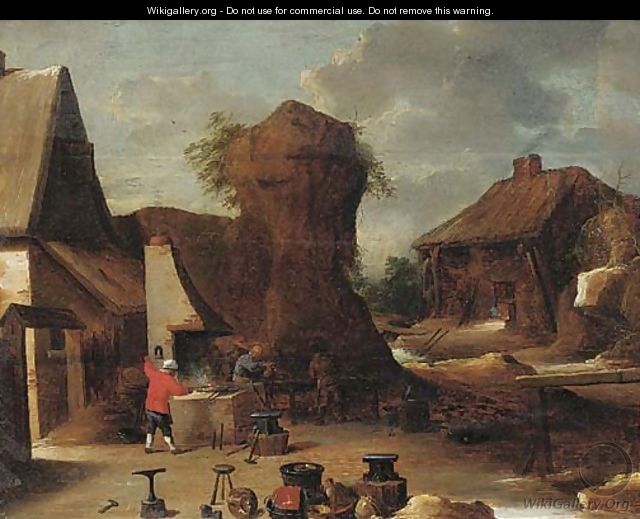 A village blacksmith - (after) David The Younger Teniers