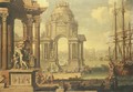 A capriccio of a Mediterranean harbour - (after) Antonio Visentini