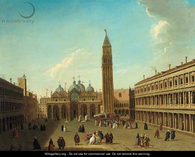 The Piazza San Marco, Venice, looking east, with a performance of the Commedia dell