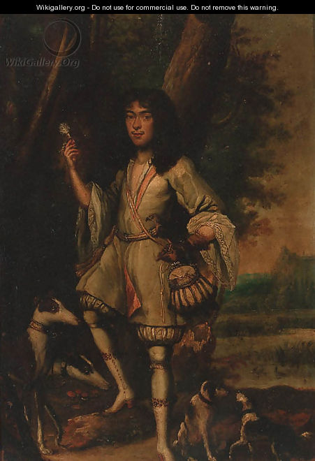 Portrait of a gentleman falconer - (after) Carel De Moor