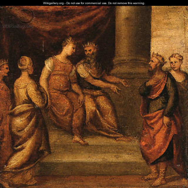 A King being presented to a Queen - (after) Bonifacio Veronese (Pitati)