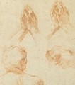 The Head Of A Man Seen From Behind, Praying Hands And The Head Of The Virgin - (after) Brtolomeo Cesi