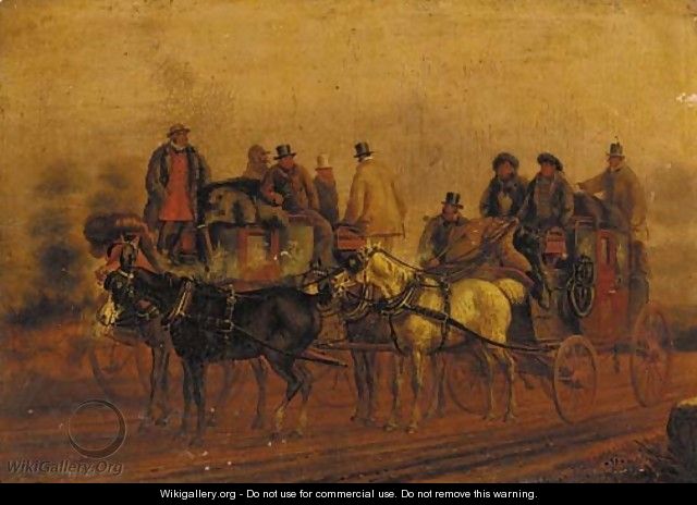 Two coaches on a road - (after) Charles Cooper Henderson