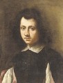 Portrait of a young man, bust-length, in a black doublet with slashed sleeves and a white collar - (after) Carlo Ceresa