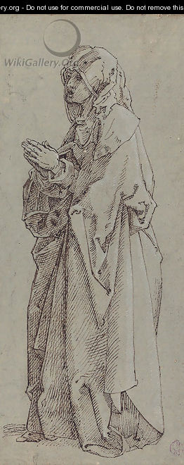 A heavily draped female figure turned to the left, her hands clasped in prayer - (after) Albrecht Durer