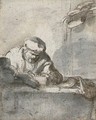 A man seated at a table writing - (after) Adriaen Jansz. Van Ostade