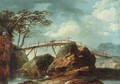 A river landscape with figures on a bridge - (after) Allaert Van Everdingen