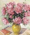 Peonies in a yellow vase - (after) Alfons Kapinski