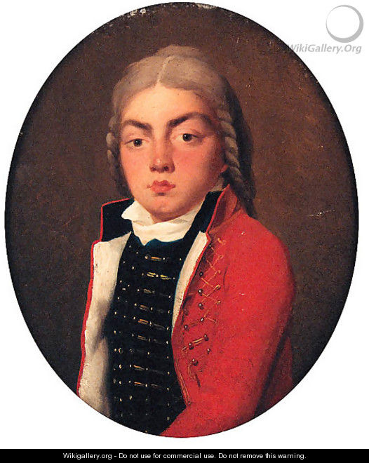 Portrait of a young Man, small half-length, in uniform - (after) Alexander Roslin