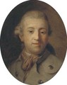 Portrait of a gentleman, bust-length, in a green coat and brown scarf - (after) Alexander Roslin