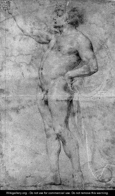 A nude leaning on a stick - (after) Andrea Sacchi