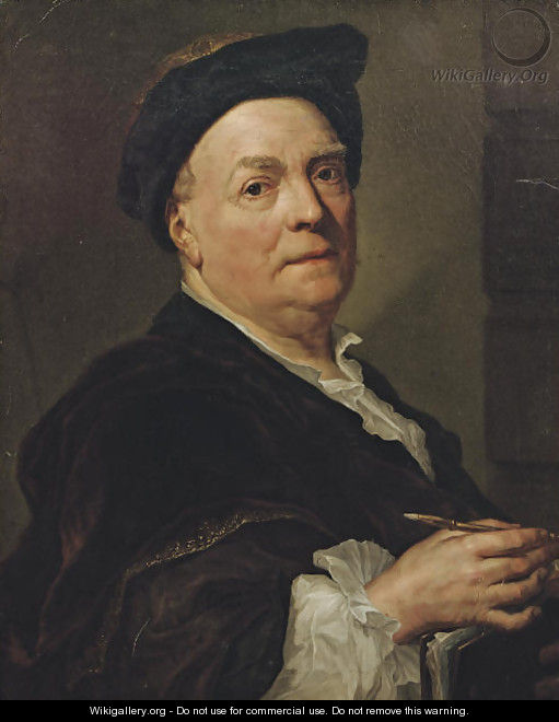 Portrait of Louis de Silvestre (1675-1760), half-length, holding a pen and leaning on a portfolio - (after) Mengs, Anton Raphael