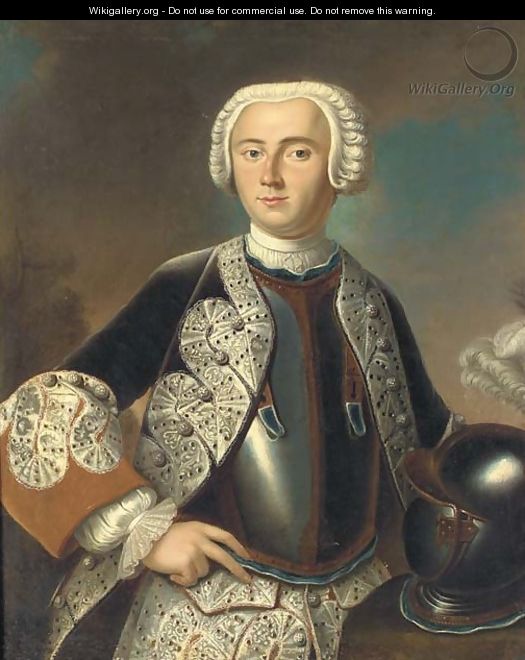 Portrait of Friedrich, Margrave von Brandenburg-Bayreuth (1711-1763), half-length, wearing a grey coat with white facings - (after) Pesne, Antoine