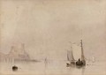 Fishing vessels before St Michael's Mount - (after) Anthony Vandyke Copley Fielding
