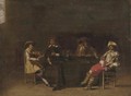 A guardroom interior with men making music and drinking - (after) Anthonie Palamedesz. (Stevaerts, Stevens)
