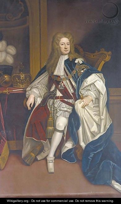 Portrait of King George I (1660-1727), seated full-length, in Garter robes - (after) Kneller, Sir Godfrey