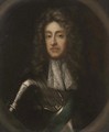 Portrait of James II (1633-1701), half-length, in armour, sculpted cartouche - (after) Kneller, Sir Godfrey