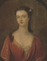Portrait of Henrietta Erskine, bust-length, in a red dress with flowers in her hair, in a feigned oval - (after) Kneller, Sir Godfrey