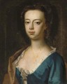 Portrait of a lady, bust-length, in a blue dress and brown wrap - (after) Kneller, Sir Godfrey