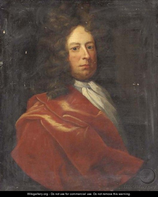 Portrait of a gentleman, half-length, in a red cloak - (after) Kneller, Sir Godfrey