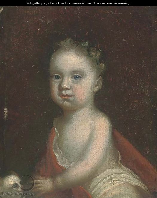 Portrait of a child, three-quarter-length, seated with a dog - (after) Kneller, Sir Godfrey