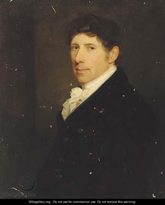 Portrait of a gentleman, half-length, in a black coat and white stock - (after) Lawrence, Sir Thomas