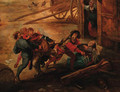 Peasants fighting in a farmyard - (after) Rubens, Peter Paul