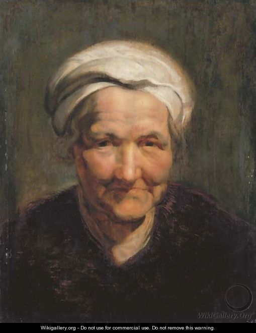 Portrait of an old woman, bust-length, with a white headscarf - (after) Sir Peter Paul Rubens