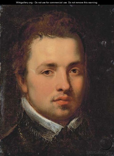Portrait of a gentleman, bust-length, in a black doublet with a white lace collar - (after) Sir Peter Paul Rubens