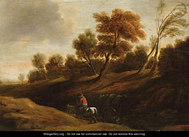 A wooded landscape with a peasant on a cart-horse - (after) Sir Peter Paul Rubens