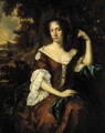 Portrait of a lady, three-quarter-length, in a brown dress - (after) Sir Peter Lely