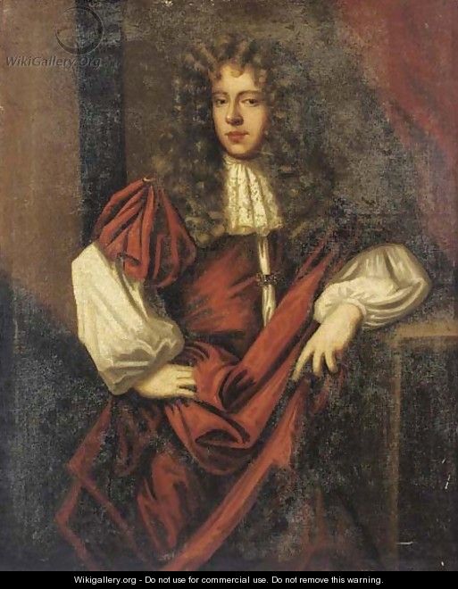 Portrait of a gentleman, three-quarter-length, in a white shirt - (after) Sir Peter Lely