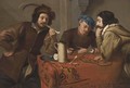 Three men smoking and drinking at a table in an interior - (circle of) Rombouts, Theodor