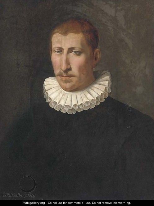 Portrait of a gentleman, bust-length, in a black doublet and a white ruff - (after) Sofonisba Anguisciola