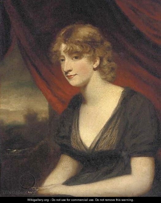 Portrait of a lady, seated half-length, in a black dress - (after) Sir William Beechey