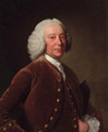 Portrait of a gentleman, half-length, in a brown coat and waistcoat, a tricorn under his arm - (after) Thomas Hudson