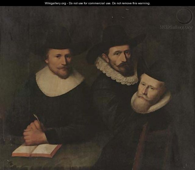 Portrait of three gentlemen - (after) Thomas De Keyser