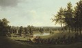View of a parkland on the Thames, possibly Dorchester House (later Ham Court), near Weybridge - (after) Thomas Christopher Hofland