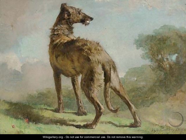 A lurcher in a landscape - (after) Richard Ansdell