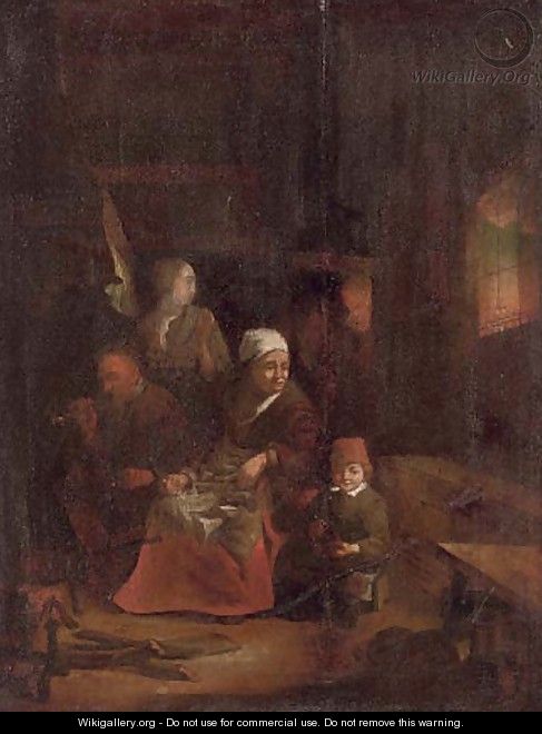 A family in a kitchen interior - (after) Quirin Gerritsz. Van Brekelenkam