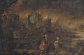 Aeneas carrying his father from the sack of Troy - (after) Rombout Van Troyen