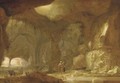 A natural grotto with figures approaching a shrine - (after) Rombout Van Troyen