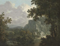 An extensive wooded river landscape with classical ruins - (after) Richard Wilson