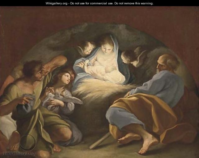 The Adoration of the Shepherds, in a feigned arch - (after) Sebastiano Conca