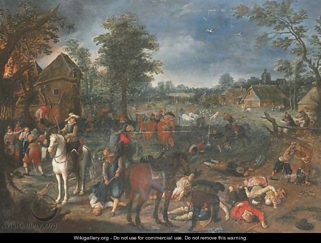 Soldiers sacking a village - (after) Sebastian Vrancx