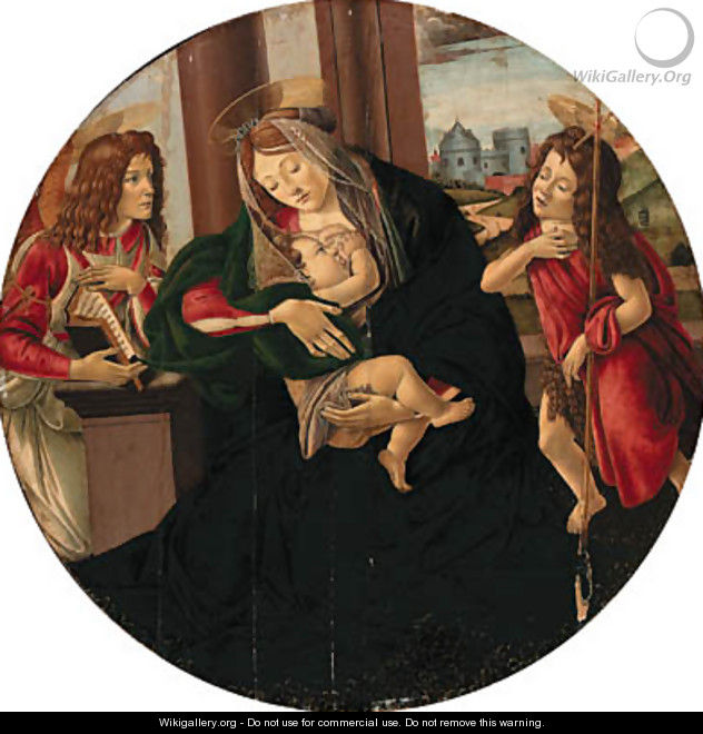 The Madonna and Child enthroned with an Angel and the Infant Saint John the Baptist - (after) Sandro Botticelli (Alessandro Filipepi)