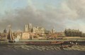 View of Westminster from Lambeth, with a Royal barge in the foreground - (after) Samuel Scott
