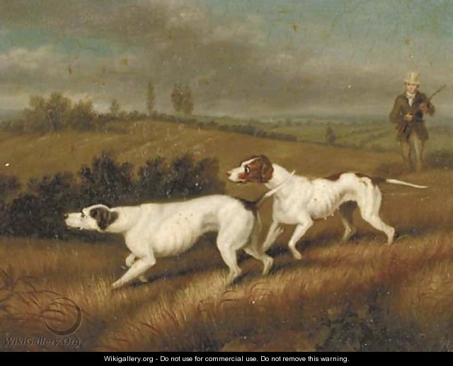 A huntsman with two gundogs; and A gundog in heather - (after) Samuel Raven